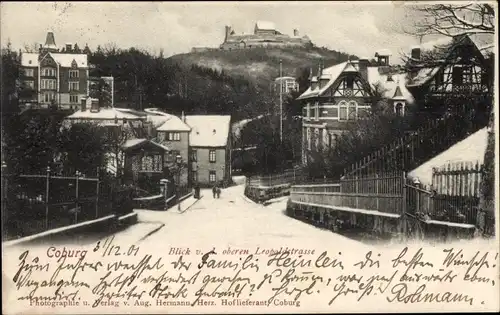 Ak Coburg in Oberfranken, Blick von der oberen Leopoldstraße, Winter