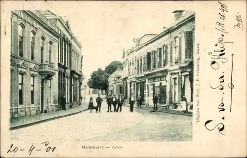 Ak Assen Drenthe Niederlande, Marktstraat