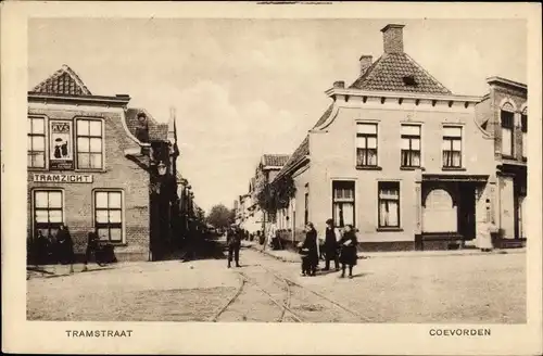 Ak Coevorden Drenthe, Tramstraat, Tramzicht