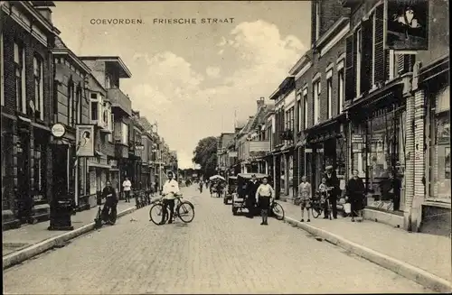 Ak Coevorden Drenthe Niederlande, Friesche Straat, Geschäfte, Shell Tanksäule