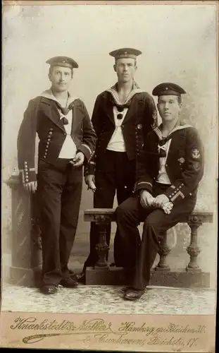 Kabinett Foto Hamburg, Deutsche Soldaten in Uniformen, Seeleute