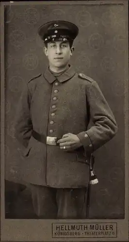 Kabinett Foto Kaliningrad Königsberg Ostpreußen, Deutscher Soldat in Uniform, Portrait