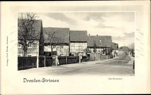 Ak Dresden Striesen, Alt-Striesen, Straßenpartie, Fachwerkhäuser