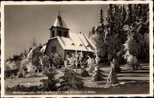 Ak Oberbärenburg Altenberg im Erzgebirge, Kirchlein im Walde, Winter