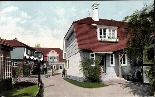 Ak Dresden, 3. Dt. Kunstgewerbe Ausstellung 1906, Gebäudegruppe für Arbeiterwohlfahrt, Dorfstraße