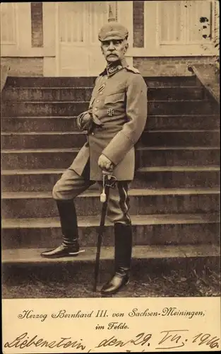 Ak Herzog Bernhard III. von Sachsen-Meiningen im Felde