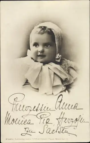 Ak Prinzessin Anna Monica Pia, Herzogin zu Sachsen, Kinderportrait