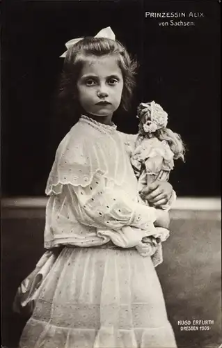 Ak Prinzessin Alix von Sachsen, Portrait, Puppe