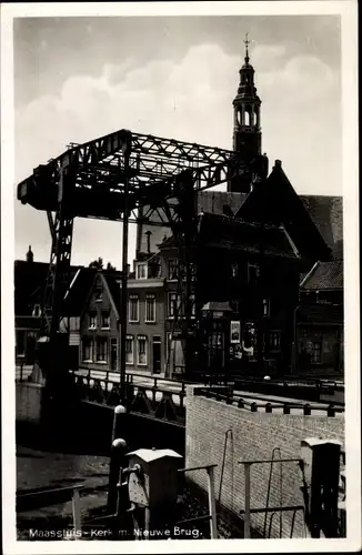 Ak Maassluis Südholland, Kerk met Nieuwe Brug