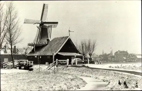 Ak Westzaan Zaanstad Nordholland Niederlande, Zaanse Schans, Mosterdmolen De Huisman