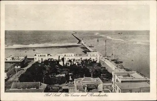 Ak Port Said Ägypten, The Casino and Breakwater