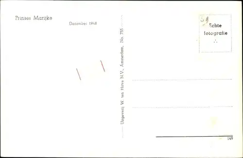 Ak Prinzessin Marijke der Niederlande, Portrait, 1948