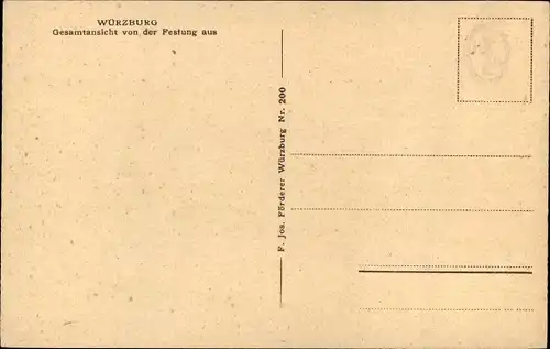 Ak Würzburg am Main Unterfranken, Gesamtansicht von der Festung aus