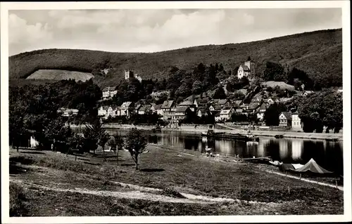 Ak Neckarsteinach in Hessen, Panorama, Schiff