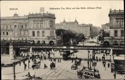 Ak Berlin Kreuzberg, Hallesches Tor, Blick auf den Belle-Alliance-Platz