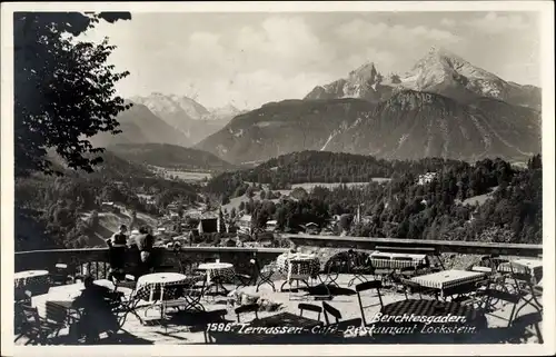 Ak Berchtesgaden in Oberbayern, Café Restaurant Lockstein, Terrasse mit Landschaftsblick