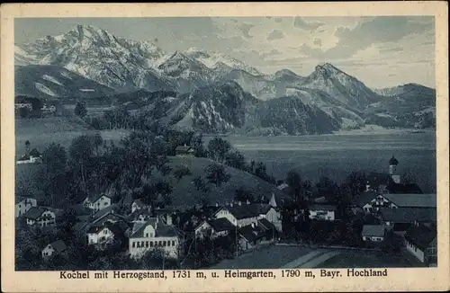 Ak Kochel am See in Oberbayern, Herzogstand, Heimgarten, Panorama