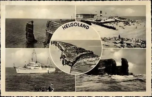 Ak Nordseebad Helgoland, Blick auf die Felsen, Dampfer, Strand, Dünen