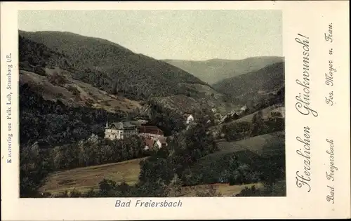 Ak Bad Freyersbach Bad Peterstal Griesbach im Schwarzwald, Panorama vom Ort