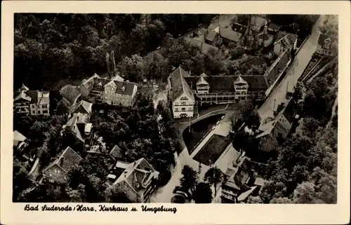 Ak Bad Suderode Quedlinburg im Harz, Kurhaus und Umgebung, Luftbild
