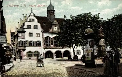 Ak Freiburg im Breisgau, Neues Rathaus, Litfaßsäule