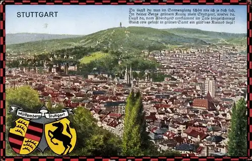 Wappen Ak Stuttgart am Neckar, Gesamtansicht