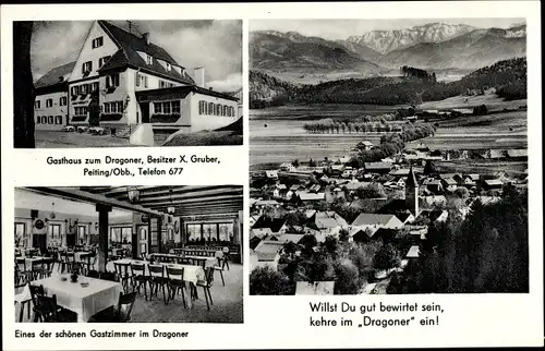 Ak Peiting Oberbayern, Gasthaus zum Dragoner, Gastzimmer