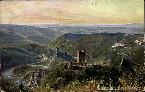 Künstler Ak  Manderscheid in der Eifel, Blick von Belvedere, WIRO 2045 A