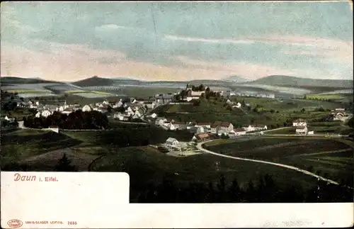 Ak Daun in der Eifel, Ortspanorama