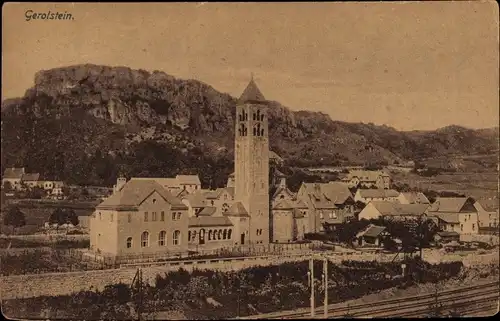 Ak Gerolstein in der Eifel, Ortspartie, Turm, Gleise