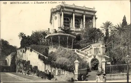 Ak Monte Carlo Monaco, L'Escalier et le Casino