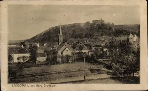 Ak Landstuhl in der Pfalz, Ortspartie mit Burg Sickingen