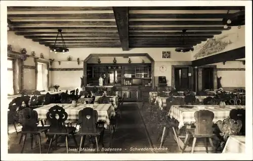 Ak Insel Mainau im Bodensee, Schwedenschenke, Speisesaal