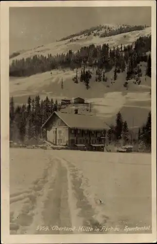 Ak Aschau im Chiemgau Oberbayern, Oberland Hütte mit Umgebung, Winterpartie