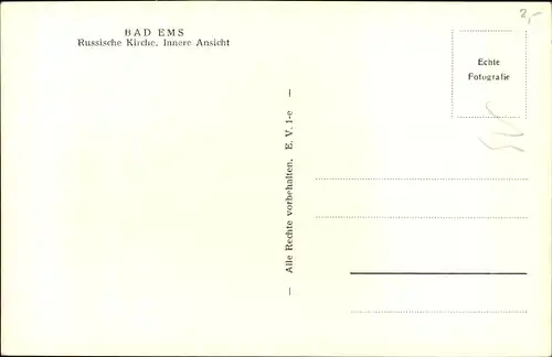 Ak Bad Ems an der Lahn, Russische Kirche, Innenansicht