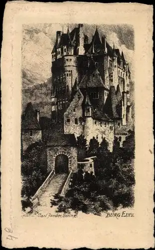 Künstler Ak Jander, Carl, Wierschem an der Mosel, Burg Eltz