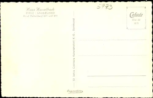 Ak Ohle Plettenberg in Westfalen, Haus Hasselbach, Innenansicht