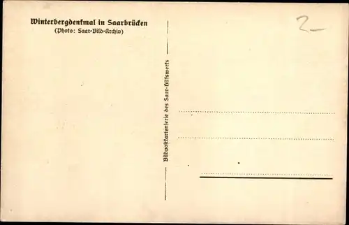 Ak Saarbrücken im Saarland, Winterbergdenkmal, Turm