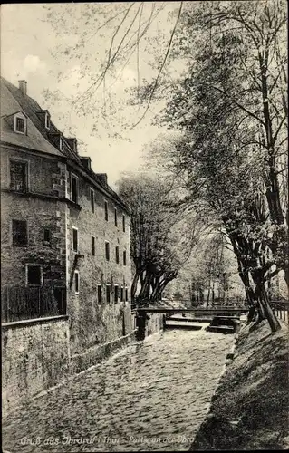 Ak Ohrdruf im Thüringischen Kreis Gotha, Stadtansicht, Flusspartie