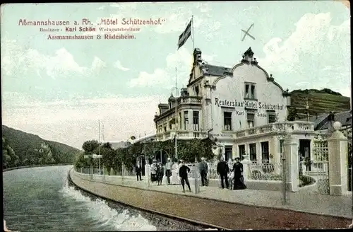 Ak Assmannshausen Rüdesheim am Rhein, Hotel Schützenhof