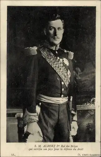 Ak König Albert I. von Belgien, Portrait in Uniform