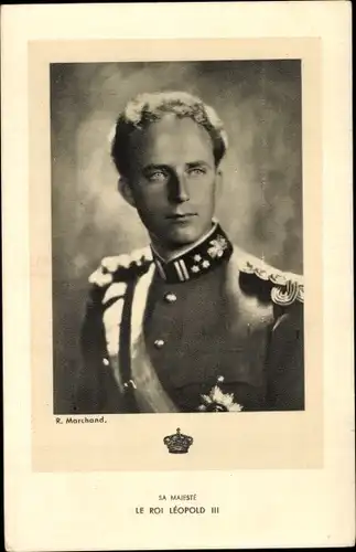 Ak König Leopold III von Belgien, Portrait, Uniform