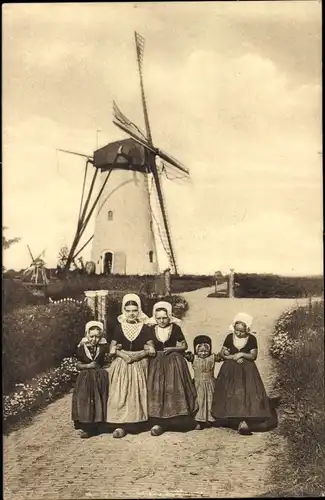 Ak Niederländische Trachten, Kinder, Windmühle