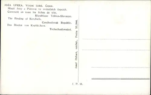 Künstler Ak Uprka, Joza, Vazani satku, Cepce, Mlade zeny z Petrova, Das Binden von Kopftüchern