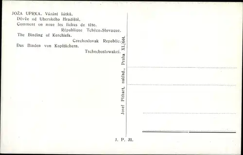 Künstler Ak Uprka, Joza, Vazani Satku, Devce od Uherskeho Hradiste, Kopftuch