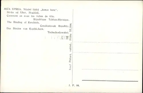 Künstler Ak Uprka, J., Frau in tschechischer Tracht, Divka od Uher. Hradiste, Kopftuch