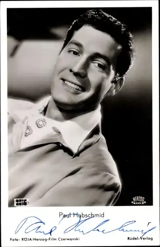 Ak Schauspieler Paul Hubschmid, Portrait, Autogramm, Maske in Blau
