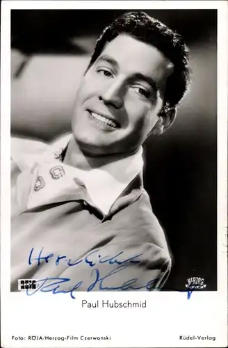 Ak Schauspieler Paul Hubschmid, Portrait, Autogramm, Maske in Blau