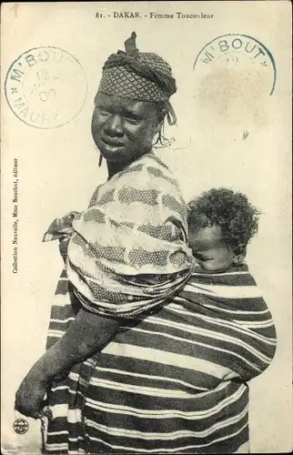 Ak Dakar, Femme Toucouleur, Afrikanerin mit Kind