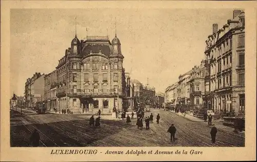 Ak Luxemburg Luxembourg, Avenue Adolphe et Avenue de la Gare